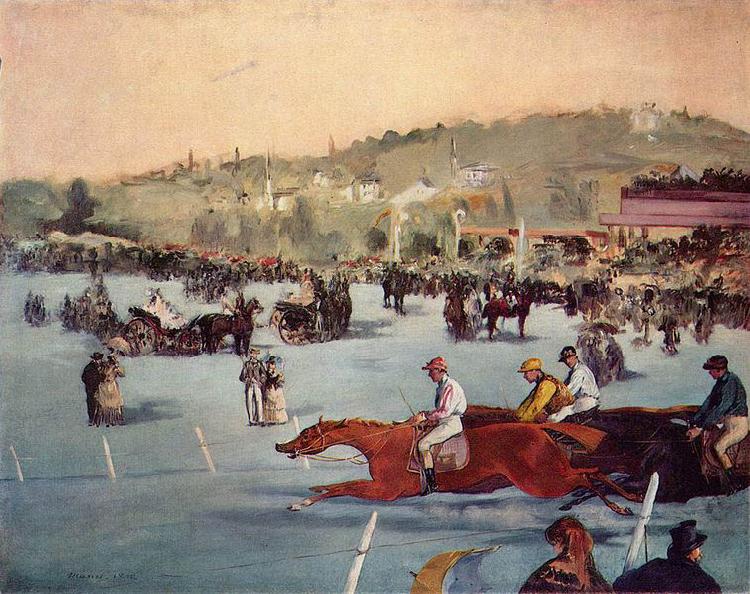 Edouard Manet Rennen im Bois de Boulogne oil painting picture